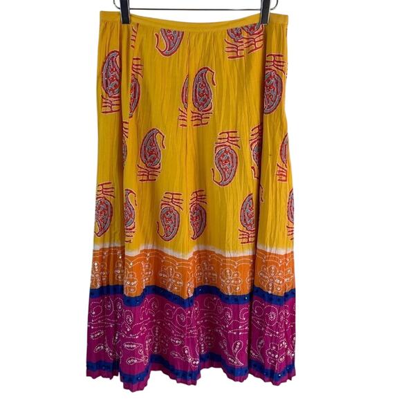 Peter Nygard Dresses & Skirts - Nygard Collection Size 10 Colorful Paisley Print Maxi Skirt Sequin Embellished